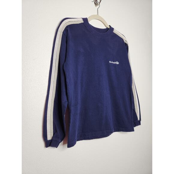 Vintage 80s Quiksilver Stripe Long Sleeve Shirt Blue Spellout Logo Rare Surf - Picture 3 of 6